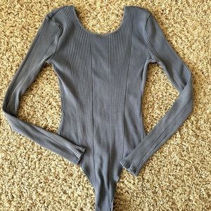 American eagle 2023 light blue ribbed body suit size M with criss cross back